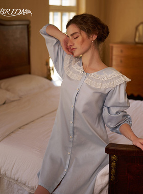 CA BRIDA【Paris  girl 】新品法式复古披肩花边领棉开身睡裙M704