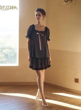 CA BRIDA【甜蜜恋人】夏新品法式娃娃裙风格短袖网纱睡衣套装O401