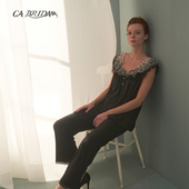 BRIDA 巴黎小姐 新品 法式 黑白蕾丝裸感莫代尔家居睡衣套N312