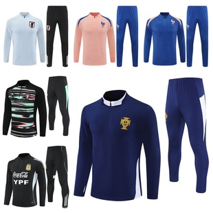 25日本法国葡萄牙赛前热身出场服男成人儿童长袖足球训练服套装