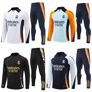2425皇马球衣姆巴佩赛前热身出场服男儿童长袖足球训练服套装定制