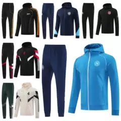 2526 Paris Barcelona Real Madrid Pre-Match Warm-Up Hooded Jacket Long-Sleeved Football Training Suit Set