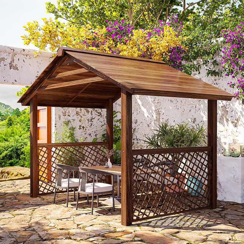 防腐木小木屋户外民宿帐篷房新中式移动木制四方亭子公园凉亭组装