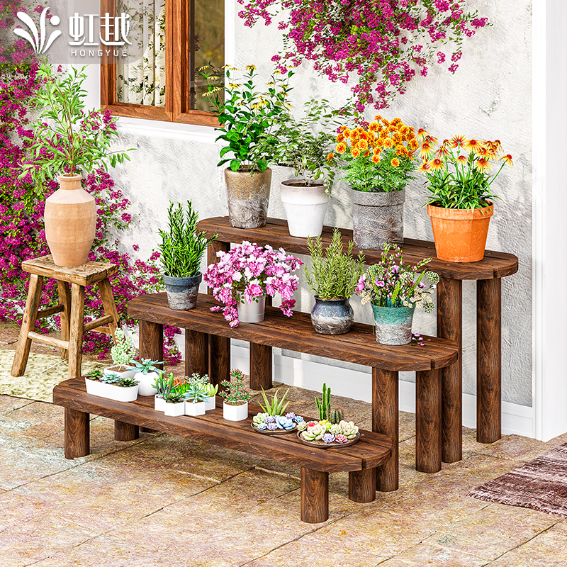 阳台防腐实木摆花架子