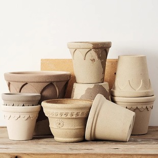 虹越颜植陶土花盆兰花多肉郁金香粗陶创意轻奢透气家用桌面种植盆