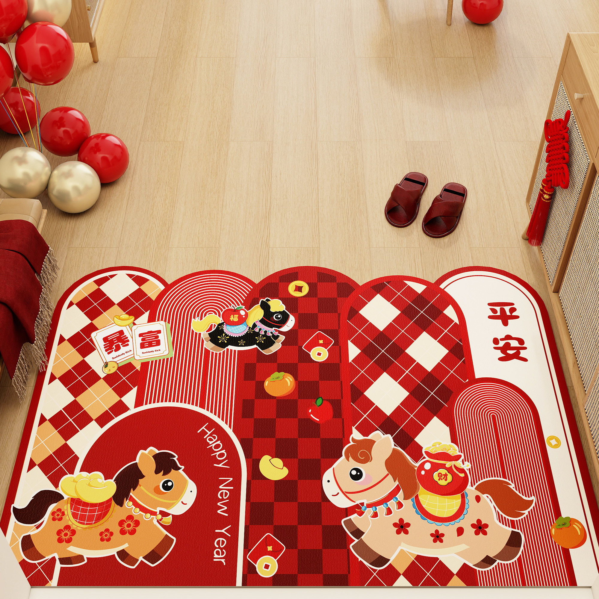 2026新款马年加厚入户门pvc地垫可擦免洗皮革防水防滑垫进门脚垫,居家布艺,入户地垫,淘宝优惠券,粉丝福利购,淘宝优惠卷