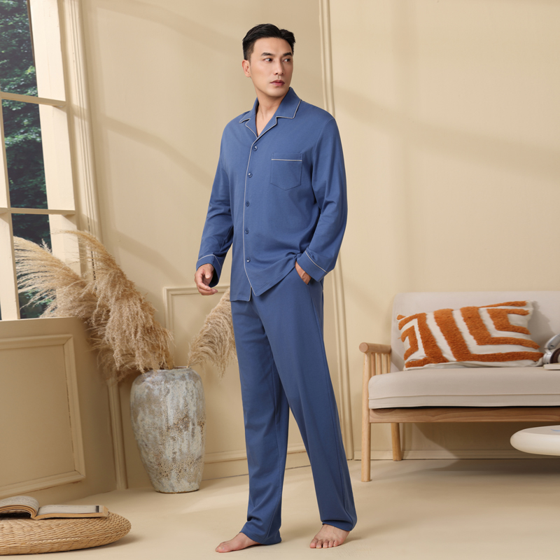 男士60支全棉抗菌翻领套装