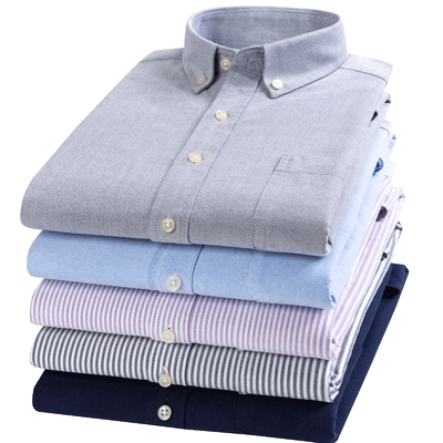 牛津纺商务休闲蓝色男士长袖衬衫