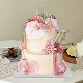 蛋糕模型仿真新中式 鲜花花卉订婚婚礼塑胶假蛋糕橱窗样品摄影道具