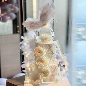蛋糕模型仿真新款网红ins鲜花蝴蝶灯女神塑胶假橱窗蛋糕样品定制