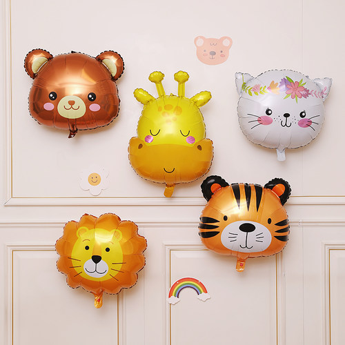 新款卡通动物头铝箔膜气球儿童宝宝生日派对活动装饰场景布置用品