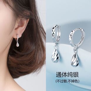 锌合金耳饰 S925银耳扣女韩版2024小清新几何不规则菱形水滴方形
