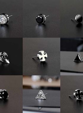 男士耳钉耳环男韩版有耳洞单只黑色耳环女个性学生霸气社会耳饰品