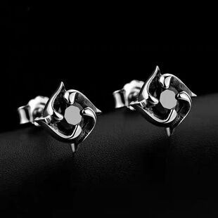 银耳钉男士潮流个性款欧美嘻哈高级感黑色痞帅小众复古单只耳环