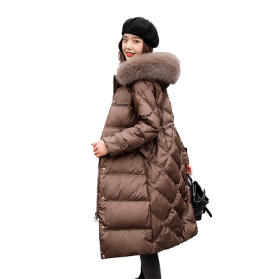 新款爆款大毛领抽绳收腰羽绒服
