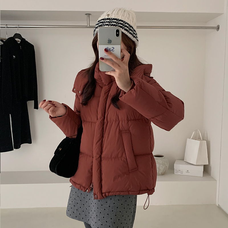 2024新款可脫卸連帽泡芙加厚韓版面包服外套95白鴨絨羽絨服服短款