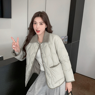 2024新款冬季衬衫领95白鸭绒羽绒服女轻薄短款时尚今年流行爆款
