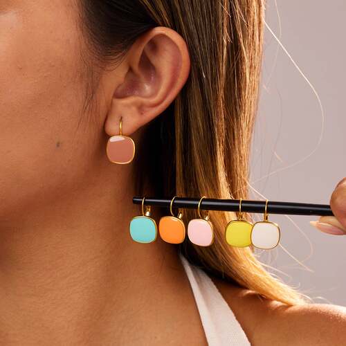 滴油复古几何方形耳钉百搭2025年新款韩国气质高级感港风法式耳环