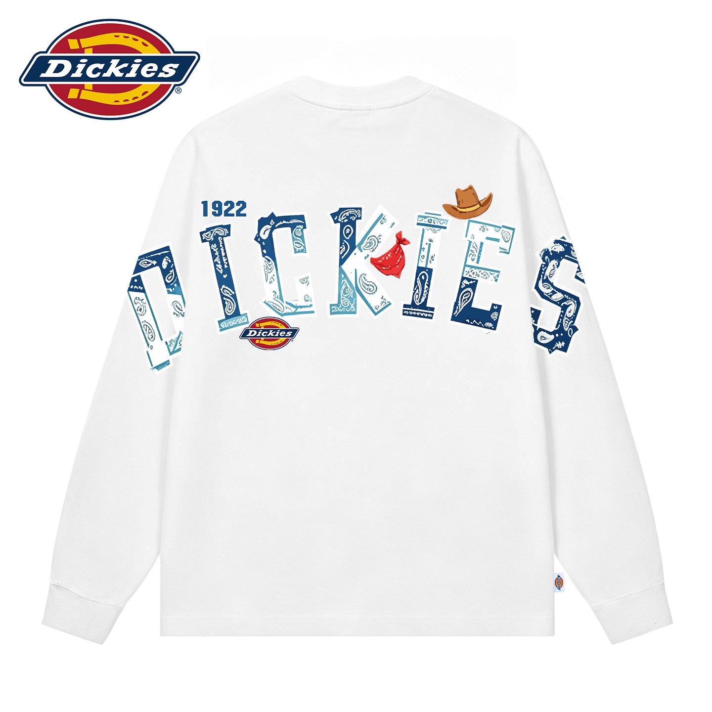 Dickies纯棉长袖t恤女士白色上衣
