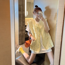 马夹背心 薄款 小香风马甲中长款 宽松外套女夏天粗花呢针织外穿无袖
