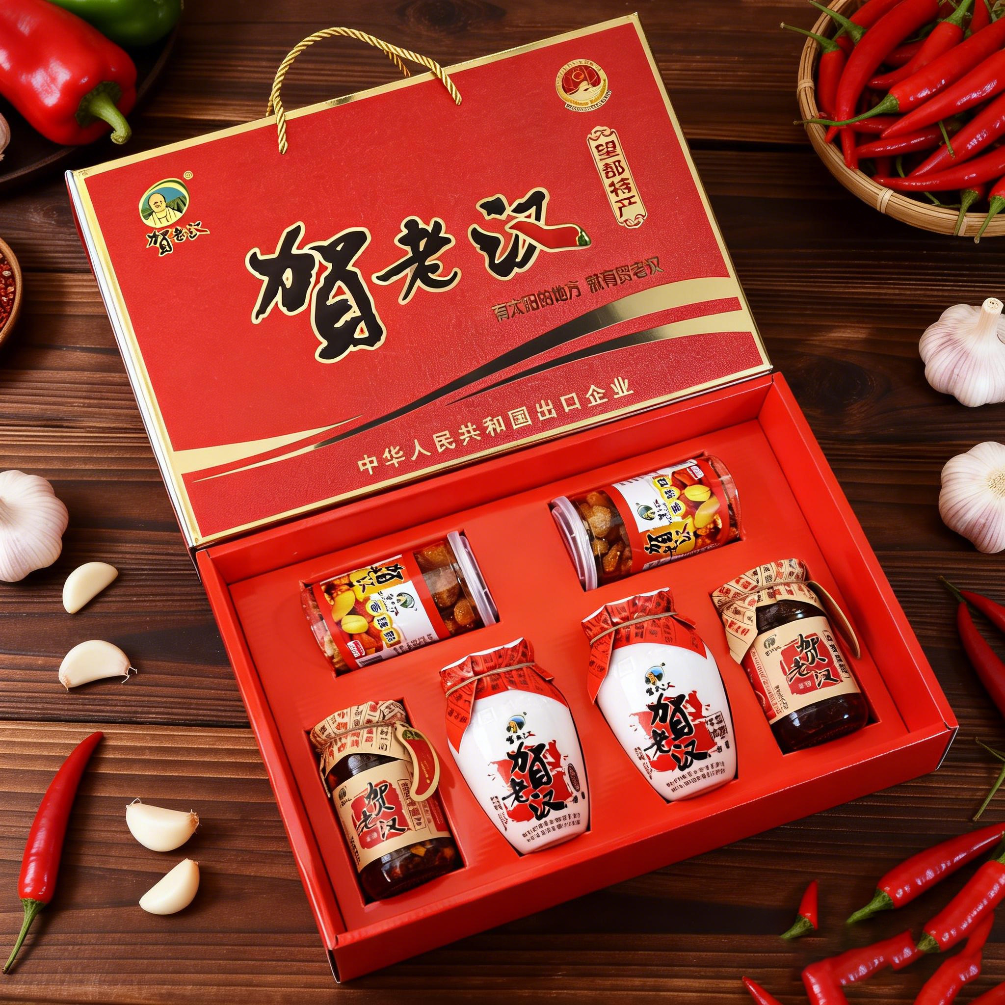 贺老汉手工辣椒酱中秋礼盒望都特产牛肉豆豉炸辣子香辣酥6瓶自制