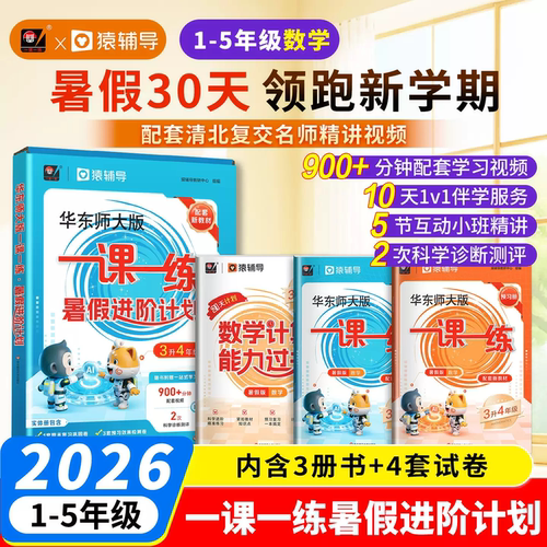一课一练暑假进阶计划二年级三年级数学沪教版暑假作业上海专用练习册预复习教辅一四五六年级猿辅导寒假作业 华东师范大学出版社