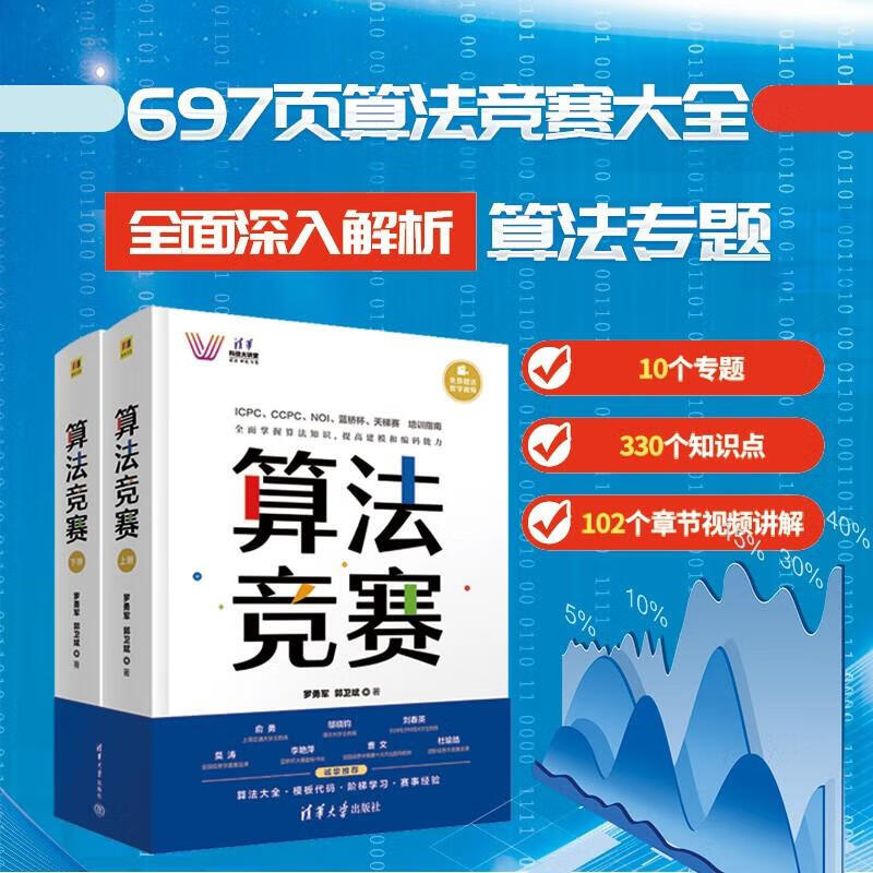 【官方正版】算法竞赛 清华科技大讲堂 信息学奥林匹克NOI中国国际大学生程序设计ICPC CCPC蓝桥杯教程 算法解析模版代码 正版书籍