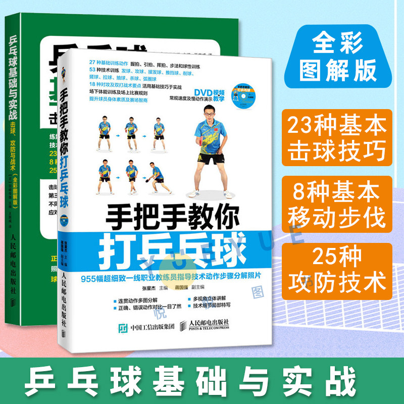 乒乓球2本 乒乓球基础与实战击球攻防与战术+手把手教你打乒乓球 看图学打乒乓球体育运动基础知识乒乓球击球技巧移动步法攻防技术怎么看?