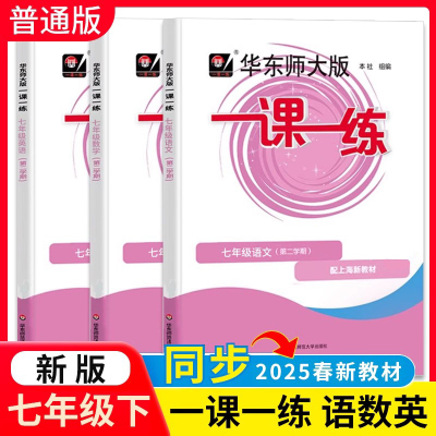 2025华东师大版一课一练七年级下册语文+数学+英语N版全套华师大一课一练初一第二学期上海教材同步配套练习题 华东师范大学出版社