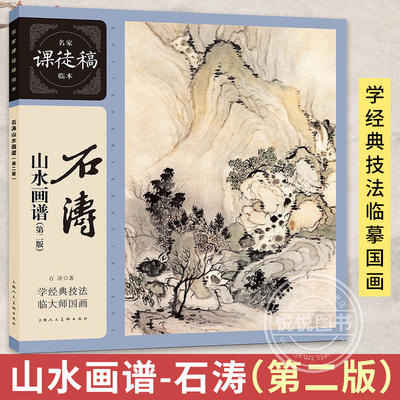 正版山水画谱石涛第二版名家课徒稿临本水墨山水国画小品画集临摹画册石涛题跋题画诗画论绘画理论临摹范本技法书籍 上海人民美术