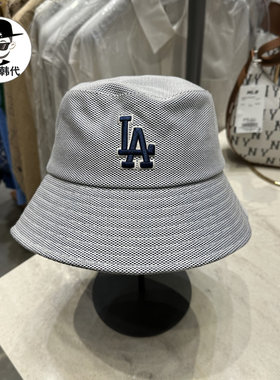 MLB渔夫帽麻料质感小标字母刺绣