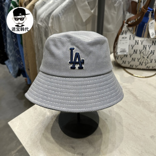 韩国MLB渔夫帽麻料质感小标字母刺绣盆帽 2023男女帽子HTM04