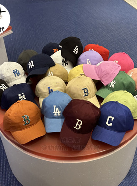 进宝家 MLB棒球帽ny正品韩国鸭舌帽夏la女男酒红色MLB帽子 CP66