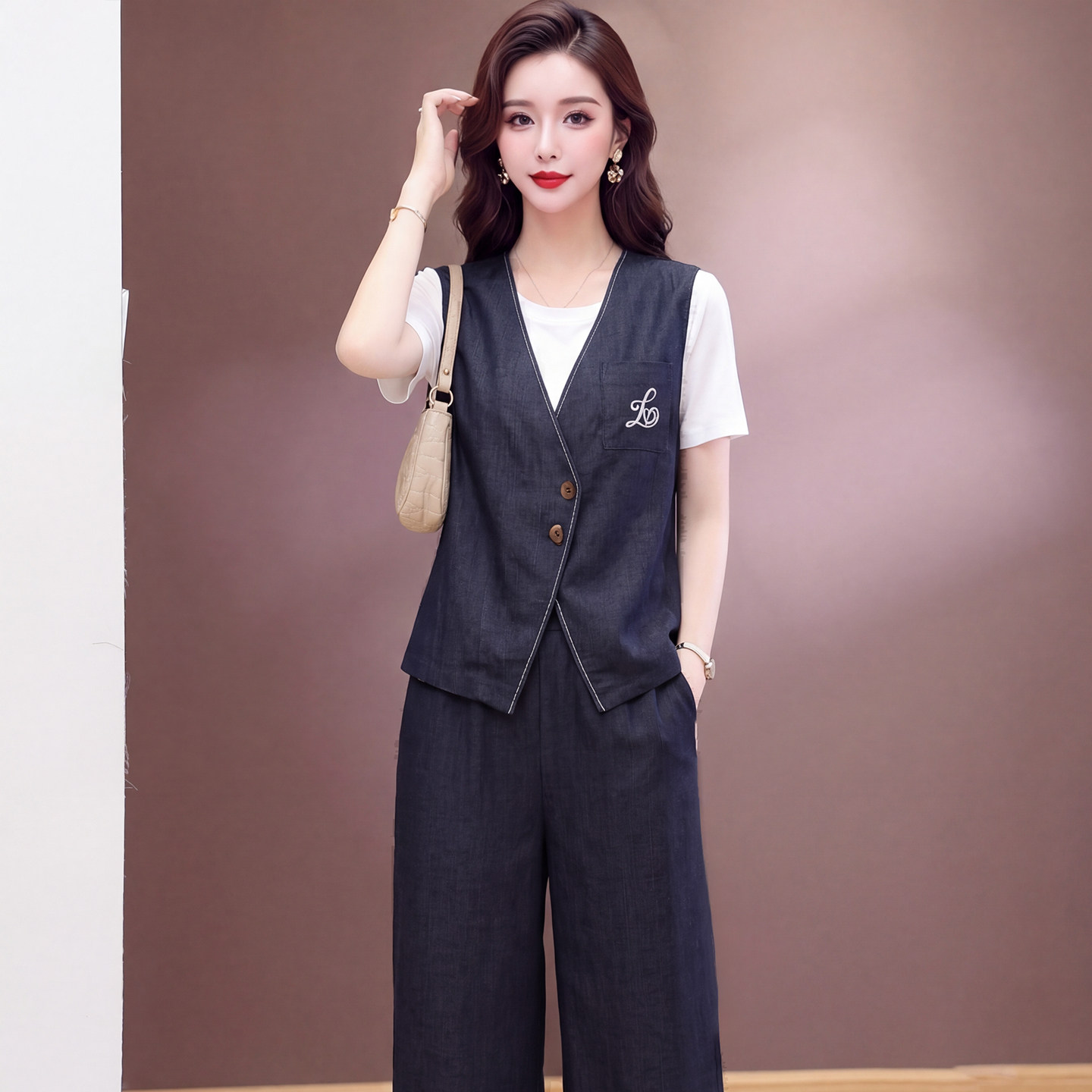 夏季新款女神范显瘦三件套裤