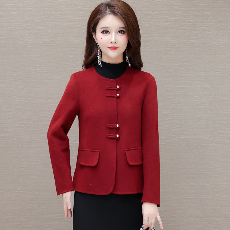 绵羊毛双面呢短款小香风毛呢外套