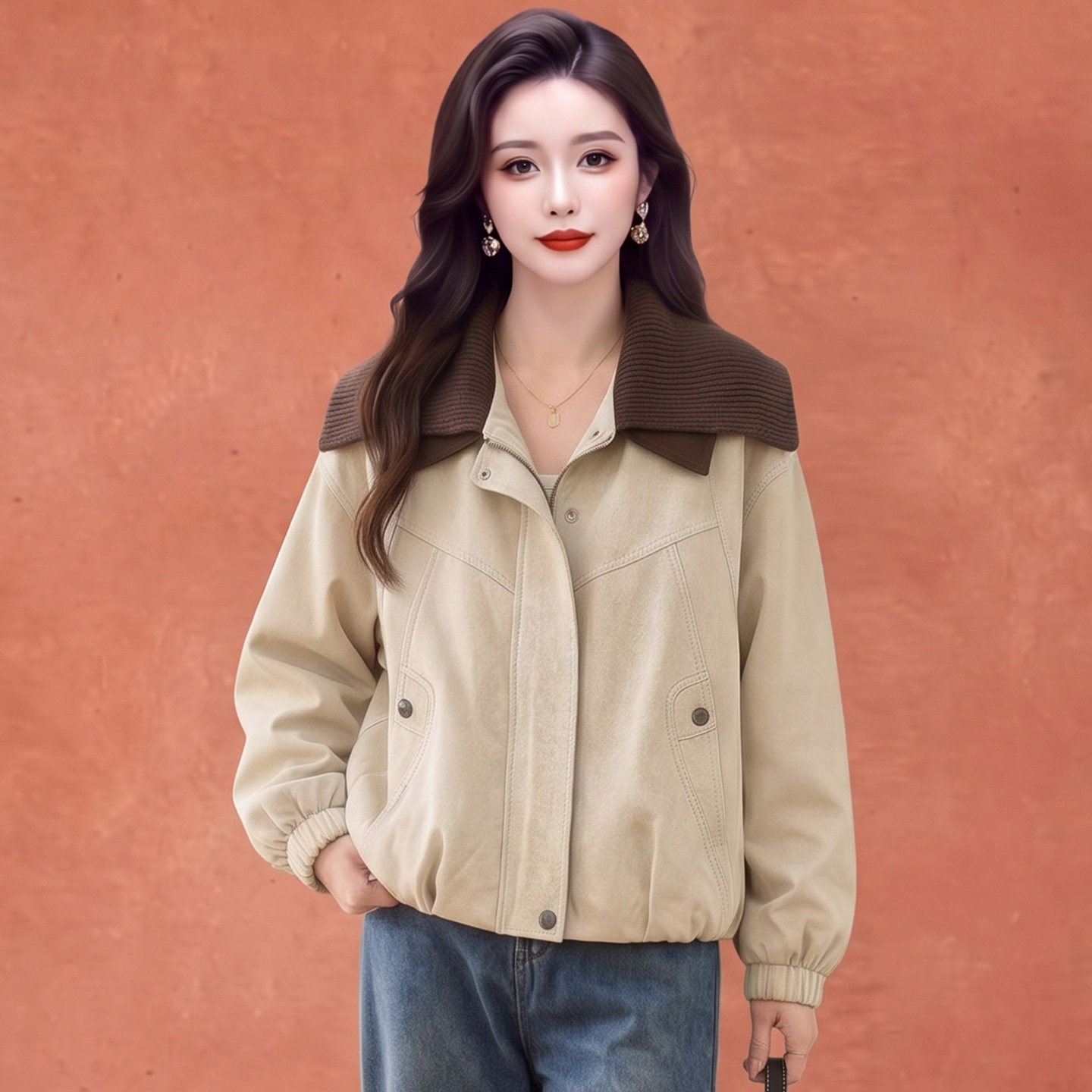 2026冬季新款麂皮绒短款棉服女