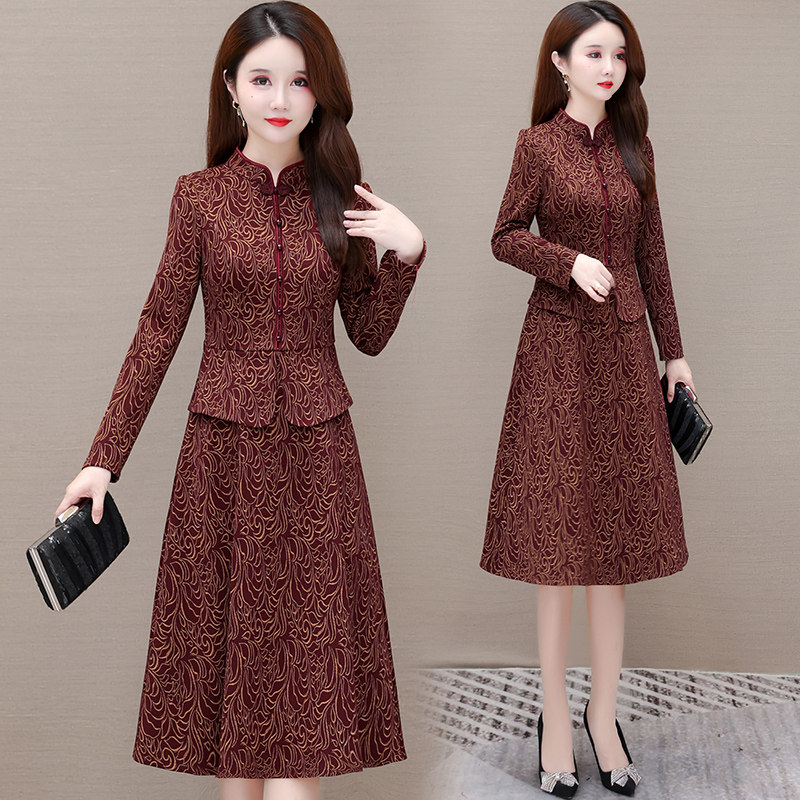 秋冬加厚旗袍连衣裙假两件新款气质减龄女神范高端打底配大衣裙子