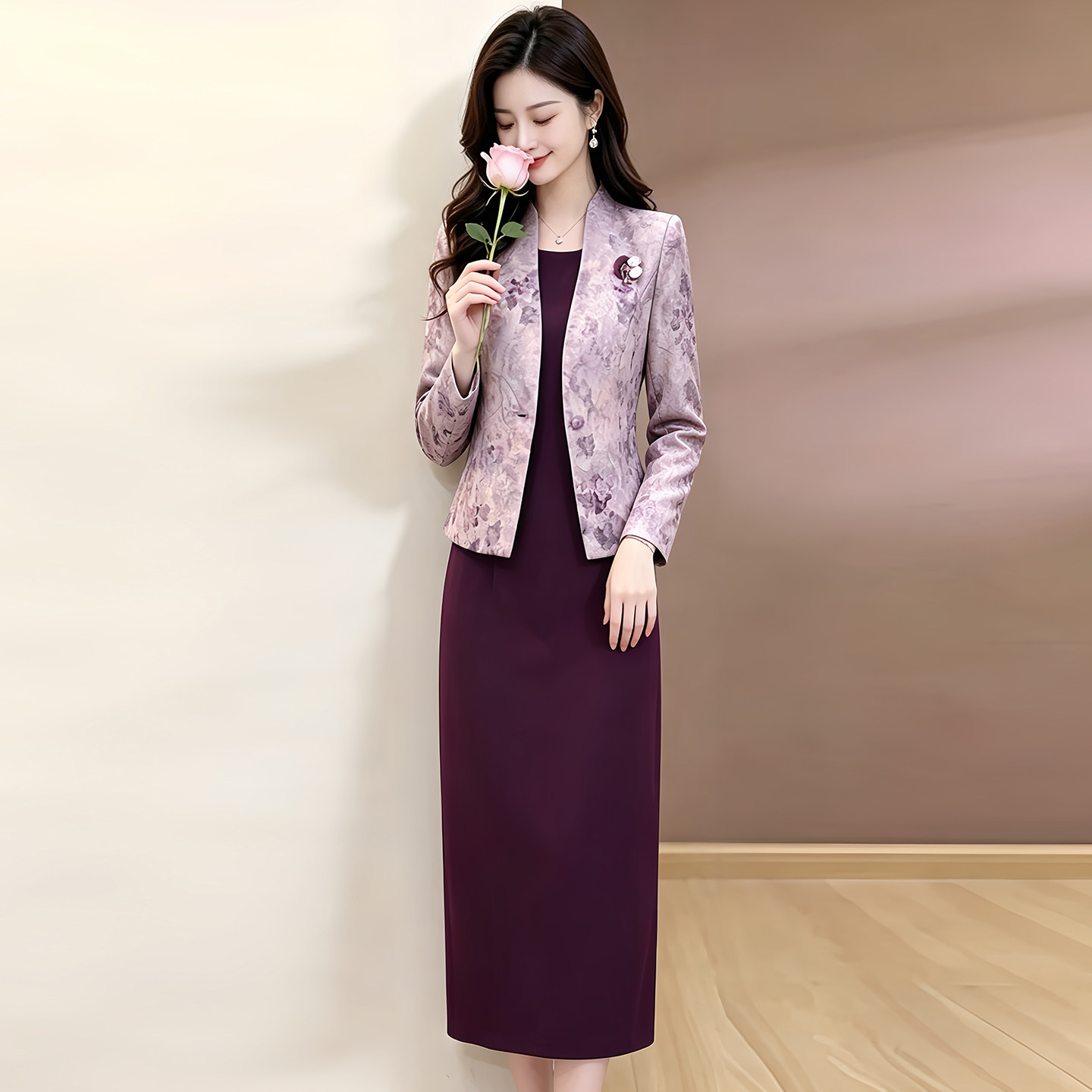 优雅减龄修身显瘦礼服两件套