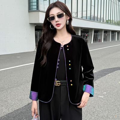 2025春秋新款气质优雅风丝绒外套