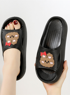 2025新品拖鞋女夏季厚底外穿可爱蝴蝶熊显高防滑室内家居凉拖鞋软