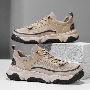 潮流时尚网鞋男2026新款透气薄款夏季增高厚底运动休闲宽头鞋男