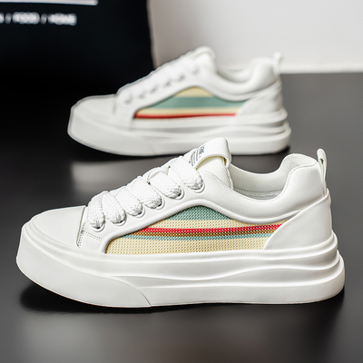 夏季新款潮流彩虹拼色休闲板鞋