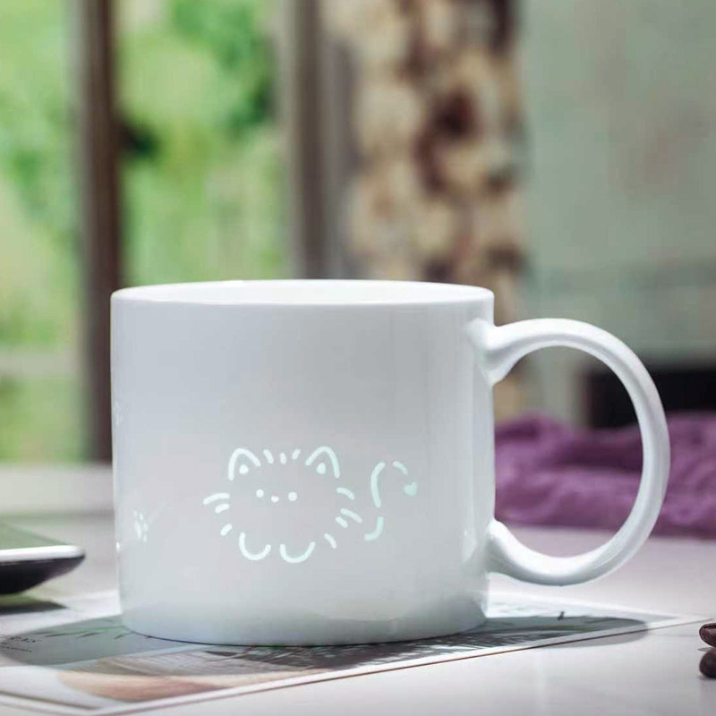 景德镇陶瓷玲珑马克杯咖啡杯情侣水杯个人办公家用生日礼品定制杯