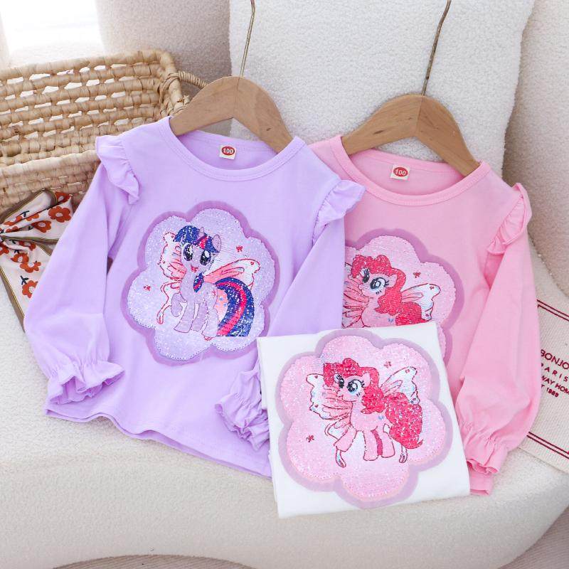 女童纯棉变色亮片小马长袖T恤 春秋款儿童装小女孩宝宝泡泡袖上衣,童装/婴儿装/亲子装,T恤,淘宝优惠券,粉丝福利购,淘宝优惠卷