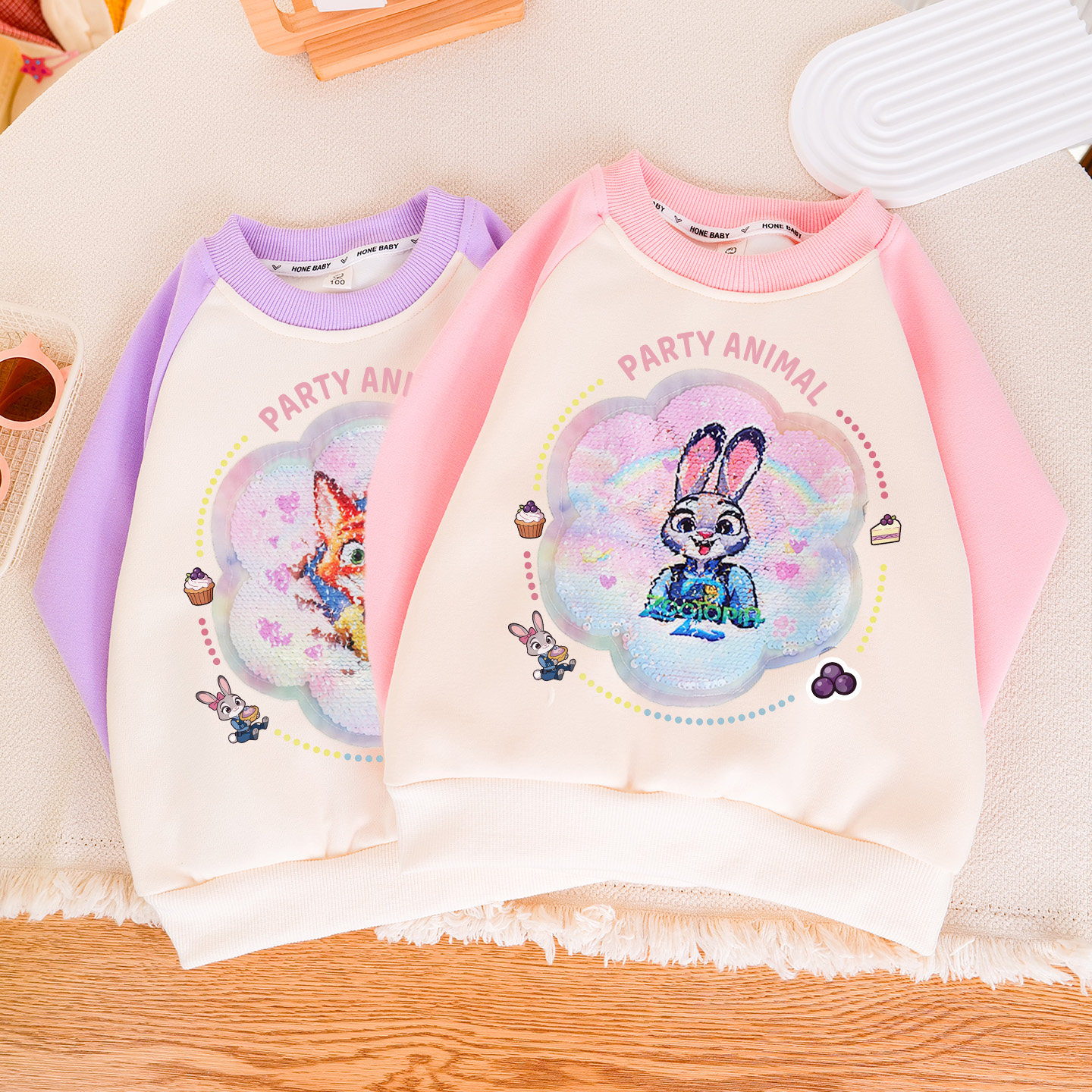 女童纯棉变色动物城朱迪尼克亮片卫衣26春秋儿童装小女孩长袖上衣