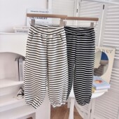 宝宝束脚宽松休闲长裤 女童纯棉条纹校服裤 儿童装 26春秋款 子 运动裤