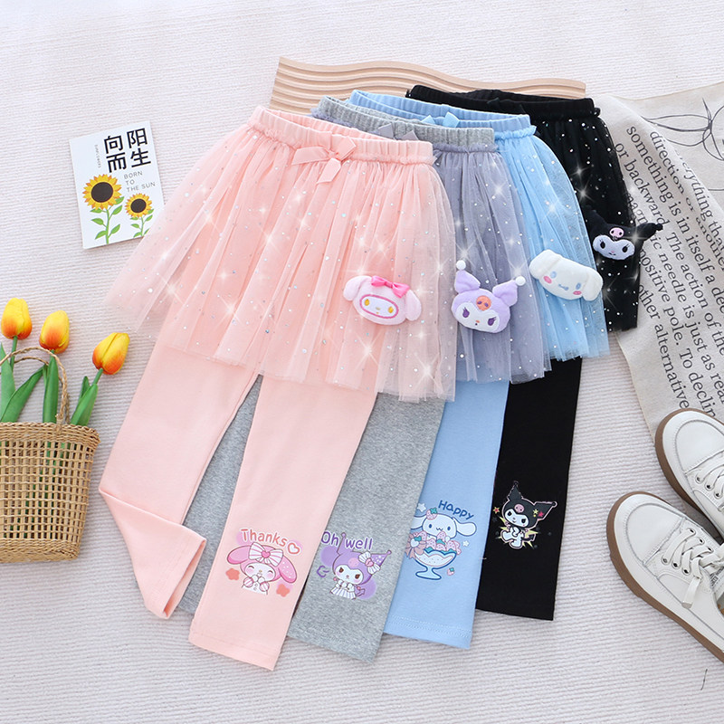 女童纯棉弹力网纱裙裙裤26春秋儿童装小女孩宝宝裤裙长裤洋气裤子