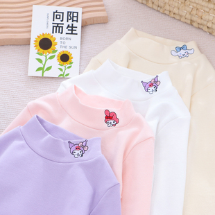 女童纯棉弹力中领长袖打底衫26春秋冬儿童装宝宝小女孩半高领衣服