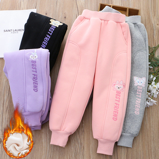 女童纯棉加绒一条过冬加棉休闲运动冬装儿童小女孩宝宝保暖夹棉裤