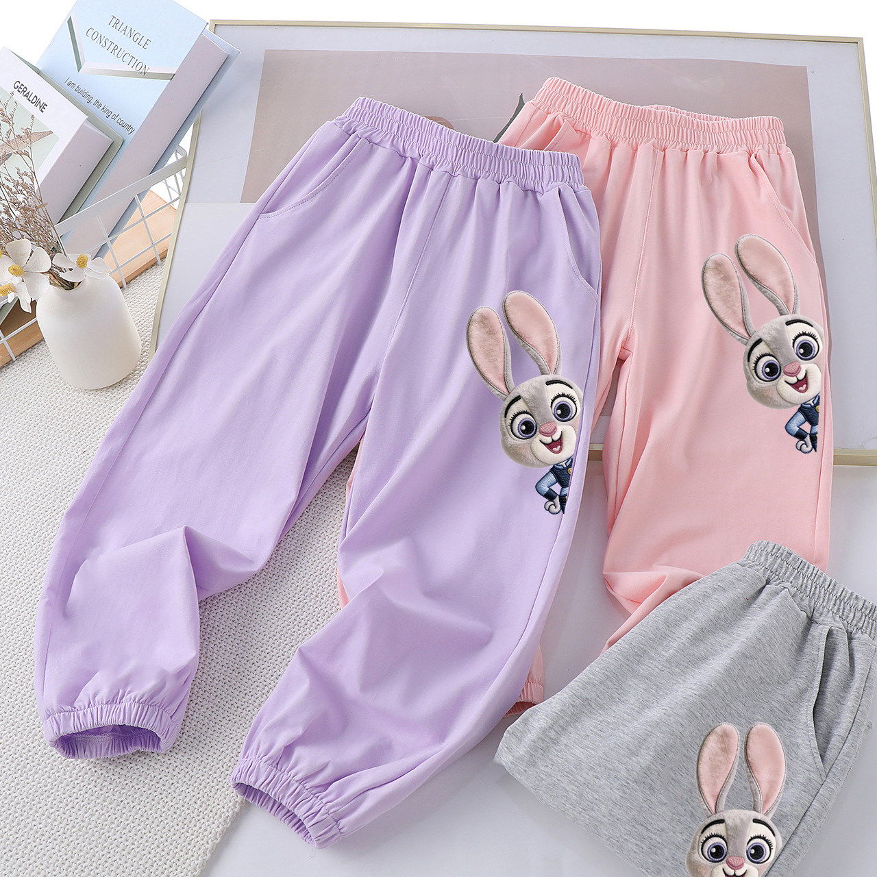 女童男童纯棉防蚊裤春夏薄款休闲运动裤儿童动物城朱迪宽松长裤子